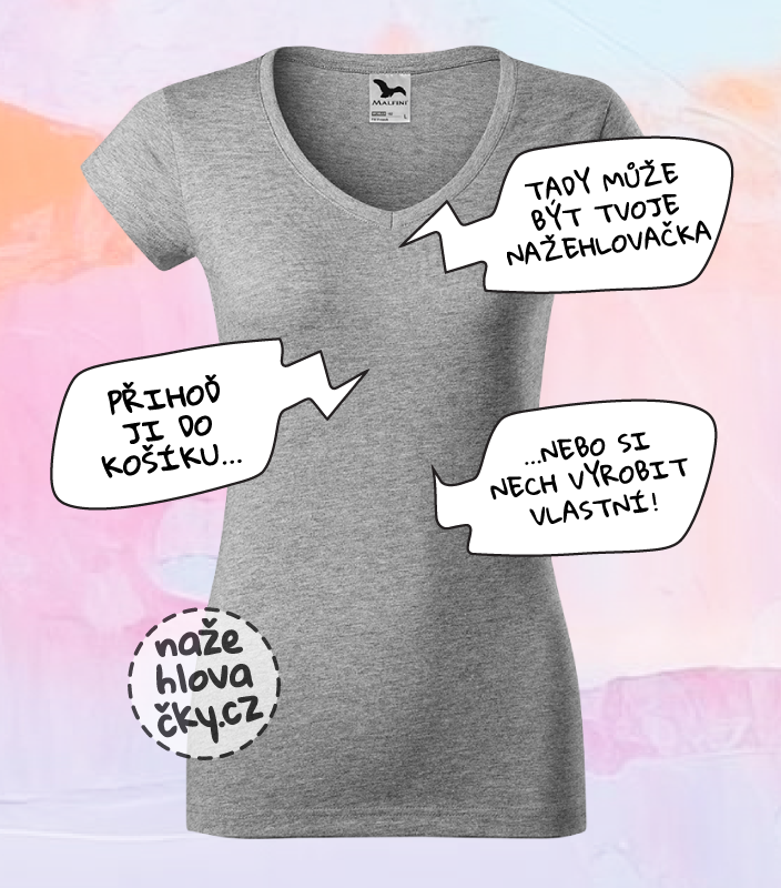 Tričko FIT V-NECK dámské tmavě šedý melír