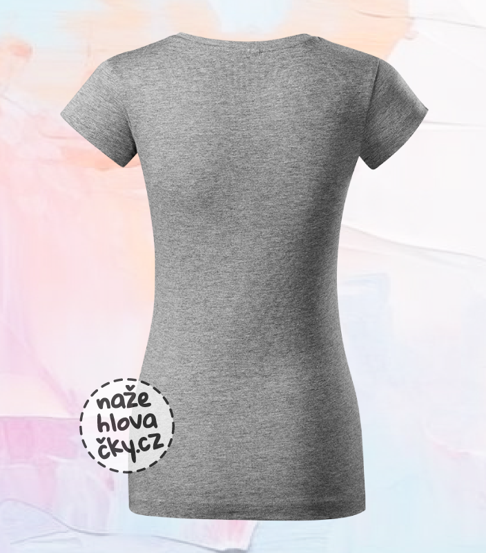 Tričko FIT V-NECK dámské tmavě šedý melír