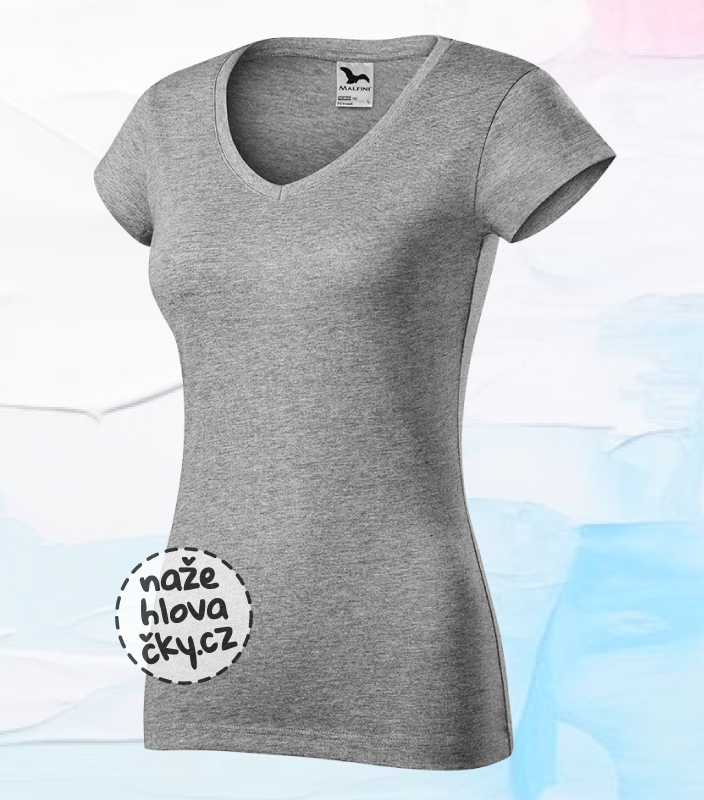 Tričko FIT V-NECK dámské tmavě šedý melír