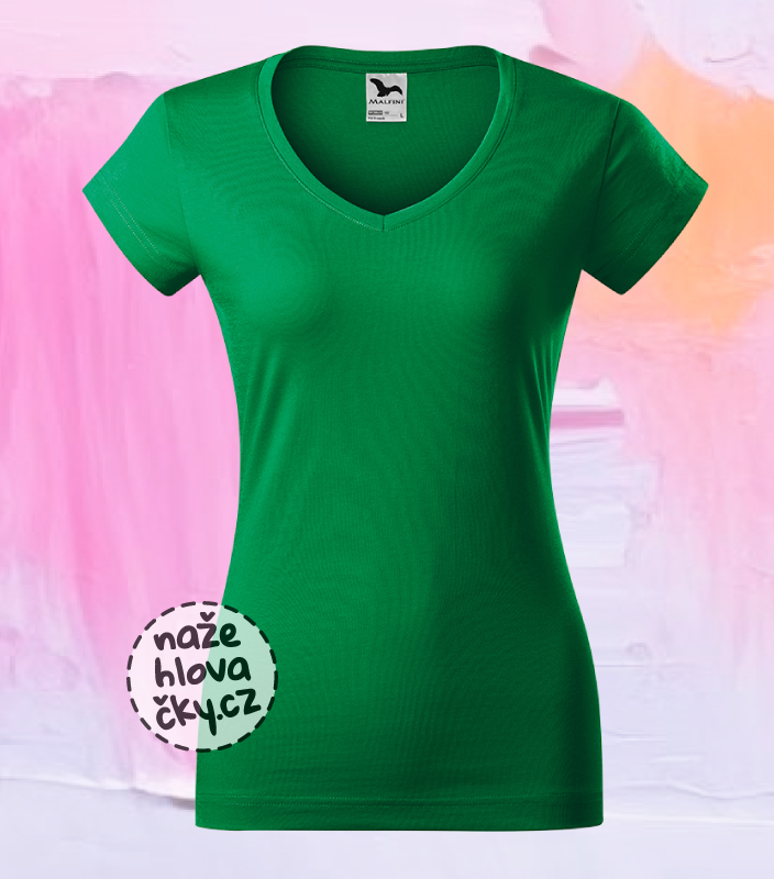 Tričko FIT V-NECK dámské středně zelená