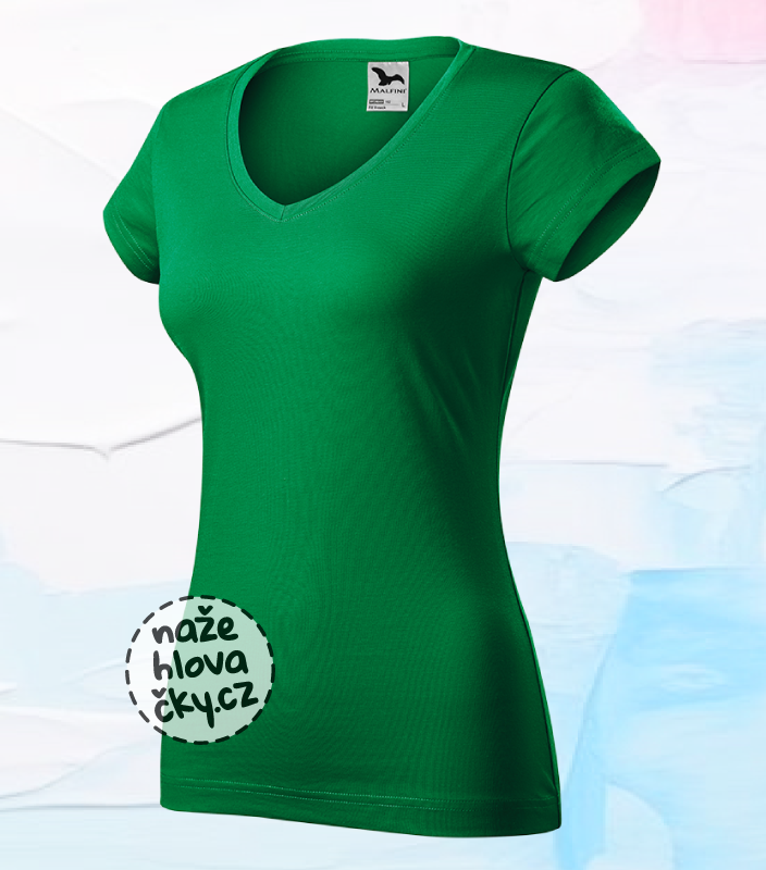 Tričko FIT V-NECK dámské středně zelená