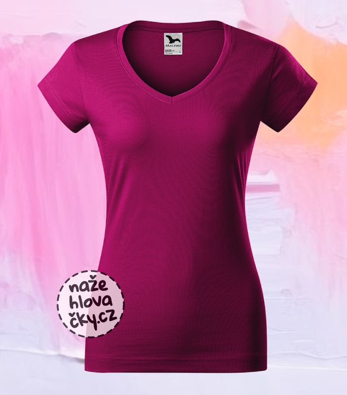 Tričko FIT V-NECK dámské fuchsia red