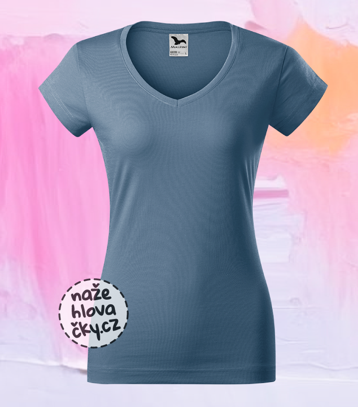 Tričko FIT V-NECK dámské denim