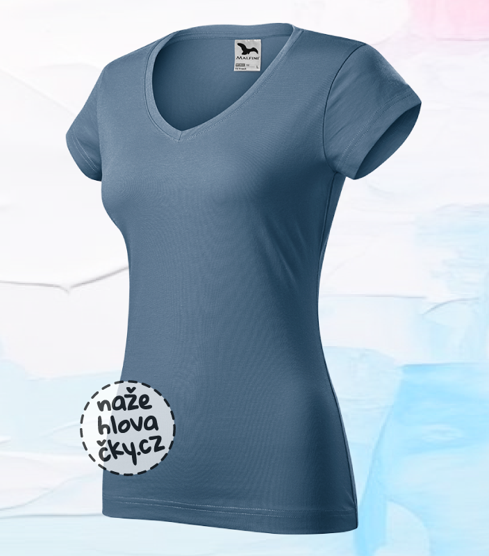 Tričko FIT V-NECK dámské denim